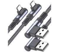 USB C Cable [1M/Pack of 2] Angled 90 Degree Quick Charge USB C 3A Nylon Braided Charger Cable Compatible with iPhone 15 Pro Max, Galaxy S23 S22, So NY Xperia, Huawei, Google Pixel, LG, Xiaomi etc.