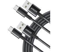 USB C Cable, 2 Pack USB-A to USB-C Charging Cable,331 USB C to USB 2.0 Double Braided Nylon Type C Charging Cable for iPhone 16/16 Plus/16 Pro/16 ProMax Samsung Galaxy S10+, LG V30(6ft, Black)