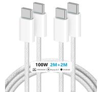 Usb C Cable [2m+2m] 100w 5a Pd Qc Usb C To Usb C Cable Fast Charging Type C Nylon Braided For Iphone 15/15 Plus/15 Pro/15 Pro Max, Ipad, Macbook, Galaxy S24 S23 S22 Ultra Etc