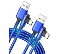 Usb C Cable (2m, Pack Of 2) Right Angle Usb C Charger Fast Charging Nylon Braided Compatible With Iphone 16 15 Pro, Samsung Galaxy S25 S24 S23 Ultra A55 S22, Android Auto-Blue