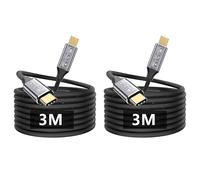USB C Cable 3 m, [3M/Pack of 2] USB 3.1 10Gbps 100W USBC Fast Charging, Video Transmission 4K@144Hz USB C to USB Cable for Mobile Smartphones, Monitors, Laptop,