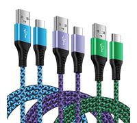 USB C Cable, 3-Pack 0.9 m, USB to USB C Fast Charge Samsung Mobile Phone Cable for iPhone 16 Pro/15 Pro Max, Samsung Galaxy S25 Ultra S24 23 S22 A55, Google Pixel, Xiaomi