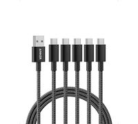 USB C Cable, 5 Pack USB-A to USB-C Charging Cable, 331 USB C to USB 2.0 Dual Braided Nylon Type C Charging Cable for iPhone 16/16 Plus/16 Pro/16 ProMax Samsung Galaxy S10+, LG V30(6ft, Black)