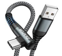 USB C Cable 90 Degree 1M, USB C Cable Fast Charging Nylon Braided Right Angle Cord Type C for iPhone 15/15 Pro Max, Samsung Galaxy S23/S22/S21, Note 10, Huawei P40/P30, Google Pixel - Grey