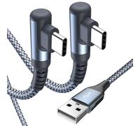 USB C Cable Angled 90 Degree [2M Pack of 2] Fast Charge USB C 3A Charger Cable Compatible with i Phone15 Pro Max, iPad Pro, Samsung Galaxy S24 S23, Sony, Xiaomi, Huawei, Pixel, USB C Devices