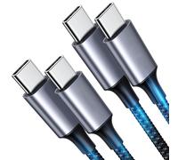 USB C Cable, [Pack of 2] Type C Cable USBC to USBC 60W Nylon Braided TypeC Fast Charger Cable Compatible with iPhone 16/15 Series, Compatible with Galaxy S24/S23 (Grey, 0.5M)