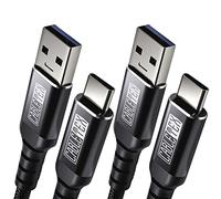 USB C Cable Set (2 Pack) USB 3.0 Type A 1m Power and Data Cord Nylon Braid for USB 3.1 laptops and Smartphones Nexus 5X, 6P, OnePlus 2, OP 3, HTC 10, MacBook Pro - Black/Black