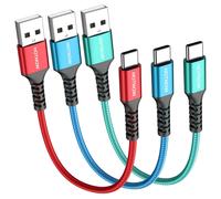 USB C Cable Short 0.3m 3 Pack 3 Pack USB C Charger Cable 30cm for iPhone 16 15, Galaxy S25 S24 S9 S8, Power Bank and Other Type C Devices