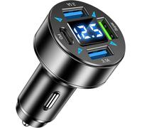 Usb C Car Charger 4 Ports, Usb C Pd 66w, Qc3.0 With Led Voltmeter ¿ Compatible With Iphone, Android, Samsung, Tablet ¿ Compact, Lightweight And Secure
