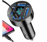 USB C Car Charger C, 66W USB C 4 PORTS POUR LA CAR CORTE RAPIDE RAPIDE ADAPTATEUR USB TYPE C pour les voitures pour les voitures - Smart Chip, Protection de la sécurité multiple, Protection