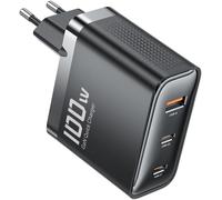 Usb-C Charger 100w 3 Ports, Fast Charger Pd 3.0 With 2x Type-C + 1x Usb-A, Compact Design Compatible For Macbook Pro/Iphone 15/Samsung Galaxy Series/Tablets