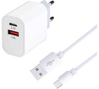 Usb C Charger, 10w Qc3.0 2 Ports Charger Plug [Usb C + Usb] + Type C Cable For Iphone, Samsung, Xiaomi, Ipad, Macbook, Tablets And All Gadgets
