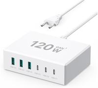 Usb C Charger 120W Fast Charge 6 Port Usb C Socket Multiple Gan Pd+Qc Ac Adapter Usb C Charger Compatible With Iphone/Samsung/Google/Tablet/Mobile Power And Other Usb Devices (White)
