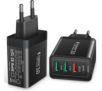 Usb C Charger 2 Pieces, Total 35 W Usb Fast Charger Pd 3.0 + Qc 3.0, 4 Multi Usb Ports, Compatible With Iphone 16/15/14/13 Pro Max, Samsung Galaxy S23, S22, Note 10 (Black)