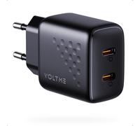 Usb C Charger 20w Black, 2-Port Wall Charger Usb-C Dual Type C Fast Charge Mains Pd3.0 Pps Adapter Compatible With Iphone 15/14, Galaxy Note, Xiaomi/Huawei/Pixel