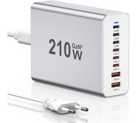 USB C Charger, 210W USB C Power Supply 8 Ports GaN PD 3.0 Fast Charger with Male Multi-Charger Adapter Compatible with iPhone 12/13/14/15 Series/MacBook Pro/Air/Samsung Galaxy S23/S22/S21