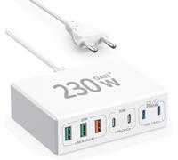 Usb C Charger 230W Fast Charge 7 Port Plug Charger C And Usb A Compatible With Macbook/Iphone 12/13/14/15/Samsung S24/S23/S22/Google/Tablets And Phones (White)