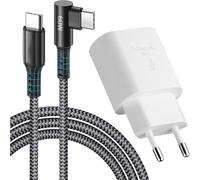 Usb C Charger 25w - Usb C Power Adapter Fast Charger Pd3.0 For Samsung Galaxy S22/S21 Ultra/S21+/Z Flip 3/2/A53 5g/S20/Note10/20 Ultra/S10, 2m Usb-C Right Angle To Usb -C Nylon Cable