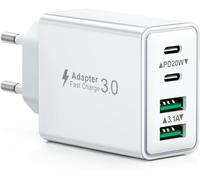 Usb C Charger, 40w 4 Port Plug Fast Charger Usb C, Multiple Sector Dual Pd+Qc 3.1a Type C Adapter For Iphone 16 15 14 13 12 11 Pro Max X Xs Xr 8 7 6s Plus Mini Se, Ipad, Samsung Galaxy