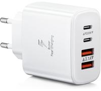 Usb C Charger, 40w 4-Port Usb Multiple Block Fast Charger Multiple Sector Pd+Qc 3.1a Type C Adapter For Iphone 16 15 14 13 12 Pro Max Samsung S24 Ultra S23 S22 Ipad Xiaomi Huawei Google (White)