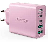 Usb C Charger, 5 Port Charging Pad, 50w Multi Usb C Charging Station, Multiport Type C Charger, Fast Charger Pd, Compatible With Iphone 12/13/14/15/Samsung S24/S23/S22/Tablet (Pink)