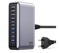 USB C Charger 540W, Station de Charge USB, 10 Ports Chargeur, Charge Rapide USB C GaN PD100W PPS pour Ordinateur Portable/MacBook/iPhone/Samsung S25 Ultra/Pixel