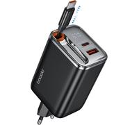 Usb C Charger 67w, Gan 3-Port Pd3.0 Quick Charge With Led Display, Compact & Lightweight With Retractable Cable For Macbook Pro Iphone 16 Pro Max Galaxy S24 Switch Laptop