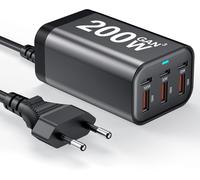 USB C Charger Block 200W 6 Port GaN Fast Charging Station Hub for Laptop, iPad, iPhone 17 Pro Max Fast Charger Pixel Dell MacBook Pro/Air Galaxy S25 Steam Deck USB C Charger Adapter for Android