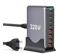 USB C Charger Block 320W 8 Port GaN3 Fast Charging Station Compatible with Laptop,ipad, iPhone 16/15/14/13 /12 Pro Max Fast Charger Pixel Note MacBook Pro/Air USB C Charger for Android