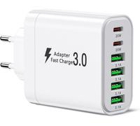 USB C Charger, USB C Charging Plug, 6 Ports 52W USB C Charger Block, Dual PD Fast Charger, USB C Plug Charger, USB Adapter Compatible with iPhone 12/13/14/15/Samsung S24/S23/S22.