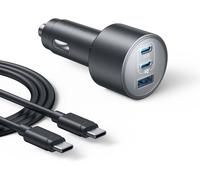 Usb-C Chargeur Allume-Cigare, Chargeur 167,5 W Max., Type C Ultra Compact 3 Ports, Pour Macbook Pro/Air, Iphone Series 15/14 / 13, Samusung S24 / S23, Ipad Pro, Airpods Et Bien Plus Encore