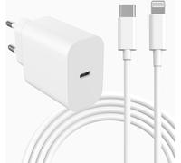 USB C Chargeur Rapide iPhone PD 20W et 2M Câble USB C vers Lightning Prise Secteur Mural Type C Alimentation Adaptateur pour iPhone 14/14 Plus/14 Pro/14 Pro Max/13/12/11/SE/X/XS/XR