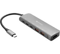 Sandberg Station d'accueil USB-C 136-65 - HDMI, 2x USB-A, 2x USB-C, PD100W, Aluminium
