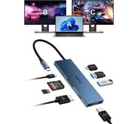 USB C Docking Station Double HDMI, 8-in-1 Hub USB C Dual HDMI, USB-C 3.0, 2xUSB-A 3.0, SD/TF, 100W PD, Support HDMI Splitter Extended Display 2 Monitors Compatible avec HP, Dell