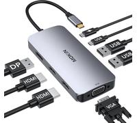 Usb C Docking Station Dual Hdmi Monitor Adapter, 3 Monitors Mit Dual Hdmi, Displayport, Vga, 100W Pd Charging, 2Usb A 2.0,Usb C 2.0 Ports Adapter Für Dell Xps,Hp, Lenovo,Etc[POU6265413]