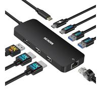 USB C Docking Station Dual Monitor 8 in 1 USB C Hub 2 HDMI, DisplayPort, Gigabit Ethernet, 100W PD Charging, 3 USB A/C 3.0 Ports, Laptop Docking Station for MacBook/Dell/HP/Lenovo/Surface(Schwarz)