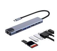 USB C Docking Station, USB C Ethernet Multiport Adapter, 5Gbps High Speed 4K USB C, Multiport Splitter 8 in 1 USB C Dongle, 8 1 Multiport Laptop Adapter, Easy to Use, Portable for Printer