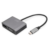 USB-C - DP + VGA Adapter, 20 cm 4K/30Hz, silver, aluminum housing