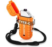 Usb-C Dual Arc Lighter,Versatile Electric Lighter With Flashlight,Type-C Rechargeable Lighter Windproof Waterproof Double Arc Lighter For Camping Barbecue Outdoor Survival