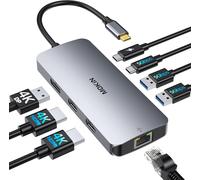 USB C Dual HDMI Docking Station, 8 in 1 Docking Station for 3 4K Monitors, USB C Dock with 2 HDMI and 1 Displayport, 1 Gbps Ethernet, Charging 100W PD, 3 USB 3.0 Ports for Dell, HP, Lenovo