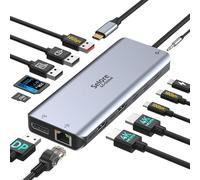USB C Dual Monitor Docking Station 13 in 1 Dock Dual HDMI HUB Macbook Pro Displayport USB 3.1 PD 100W USB 5 RJ45 Audio for HP Dell PC Laptop