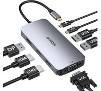 USB C Dual Monitor Docking Station 8 in 1-Dock to Dual HDMI,DisplayPort and VGA,100W PD,3 USB 2.0-Quad Display for Dell,HP,Lenovo,ASUS,Microsoft