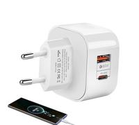 USB C Fast Charger 20W - Adaptateur de charge PD à double port, connecteur mural compact rapide | Charge sûre, bloc de chargement universel pour smartphones, tablette More Travel Office Hotel Ladapter