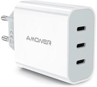 USB C Fast Charger 35W 3-Port AC Socket for iPhone 16 15 14 13 12 11 Pro Max SE 2020 XS XR X 8 7 6 6S Plus, iPad Mini, Samsung, Fast Wall Wall AC Power Adapter
