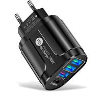 Usb C Fast Charger, 36w 3 Ports Usb C Fast Charging Power Supply, 20w Pd Charger, Usb Qc 3.0 Wall Plug, Universal Adapter For Phone 13 12 11pro X Max, Samsung, Huawei Etc Lle Black