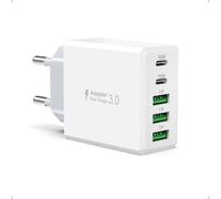 Usb C Fast Charger, 50w 5 Ports 2usb C & 3usb A Pd3.0 Multi Sector Fast Charger For Iphone 15 Pro Max/14/13/12/11 Plus, Pad Pro Air Mini, Samsung S24/S23 Ultra, Google Pixel Adapter