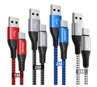 USB C Fast Charging Cable [1M+2M+2M+3M, Pack of 4], Braided USB Type C Charger Cable for iPhone 15, Samsung Galaxy S24 S23 S22 S21 S20 S10 S9, A32 A42 A51 A71 A80 A90, Note 20 10, Google Pixel 6 7 US