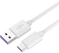 USB-C Fast Charging Cable, 1m, Super Fast Charging 5A, USB 3.1 Type C Plug to USB 2.0 Plug, Fast Charging and Data Cable Compatible with Type C Devices, White, 1m