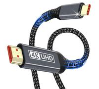USB C hdmi,Câble HDMI USB C 1,8M 4K UHD (For Thunderbolt 3/4) compatible avec iPhone 16/Pro/15,MacBook Pro/Air,iMac,iPad Pro/Air,Galaxy S24,Dell XPS (Transmission unidirectionnelle USB vers HDMI)