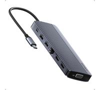 USB-C Hub (14-in-1,Triple Display),Triple Display,HDMI 4K@60Hz with 100W Max,USB-C USB-A 5Gbps Data Ports,for MacBook,Lenovo,XPS,HP Laptops (No Charger)